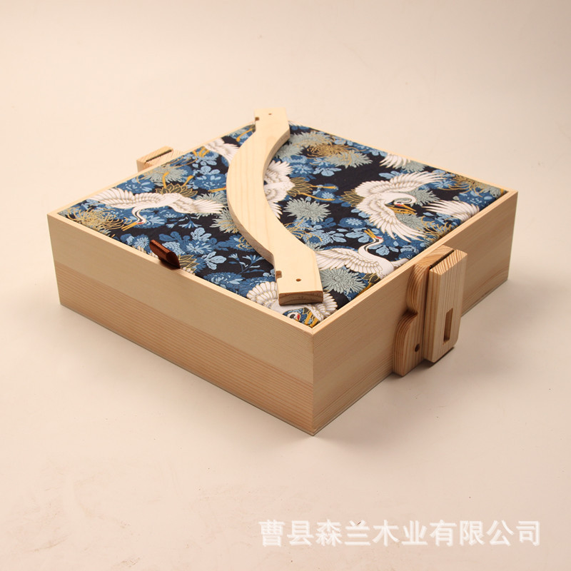 高端单层木质提篮端午粽子松木礼盒九宫格单层提篮手提式双层礼盒