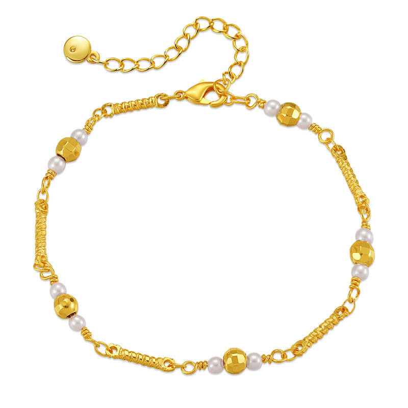 Copper elegant golden bracelet pearl