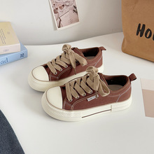 韩版2025秋季芒果头帆布鞋女厚底小白鞋低帮休闲板鞋GD53