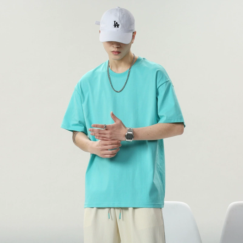 Летняя футболка с короткими рукавами, Мужская Тяжелая Повседневная Нижняя рубашка 250 г, свободная футболка больших размеров с круглым вырезом внутри, модная