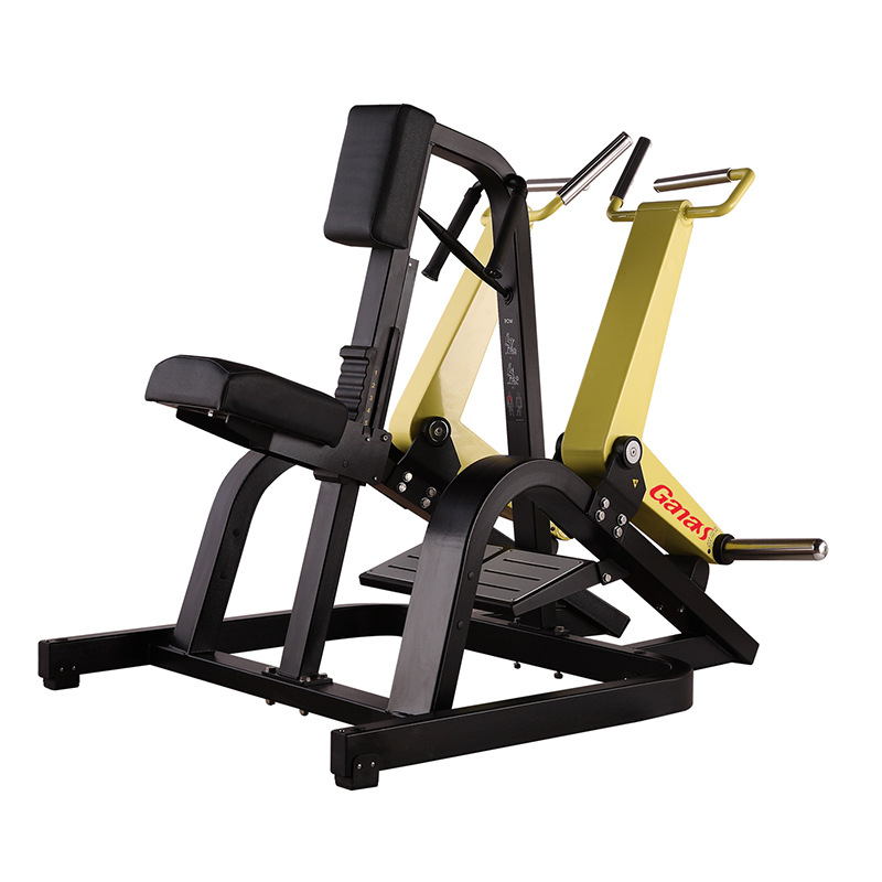 Equipo de gimnasio Bumblebee: máquina de press de pecho, polea de hombro, levantamiento de hombros en posición alta y baja, equipo de fuerza comercial completo.