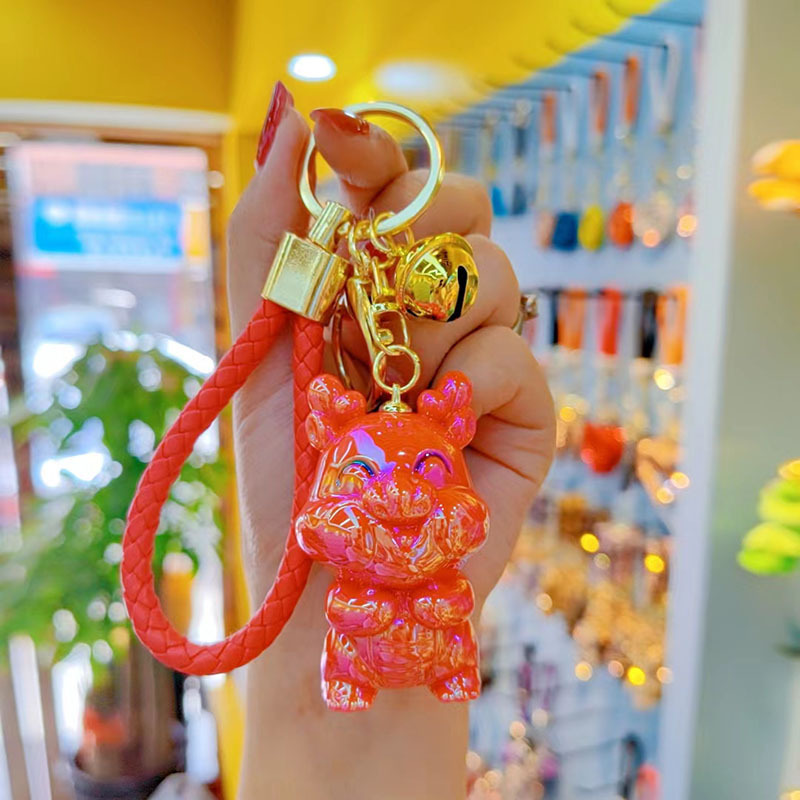 2024 año dragón galvanoplastia colorido dragón llavero adornos pareja llavero bolsa colgante
