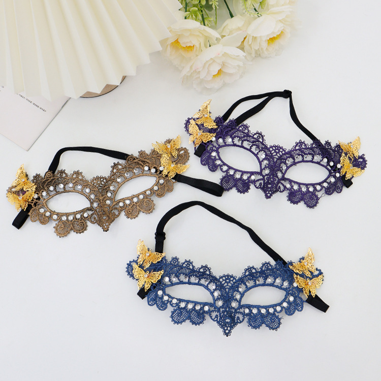 Halloween máscaras fiesta de encaje máscaras de estilo pequeño pavón incrustado mariposa metálica ojos sexy