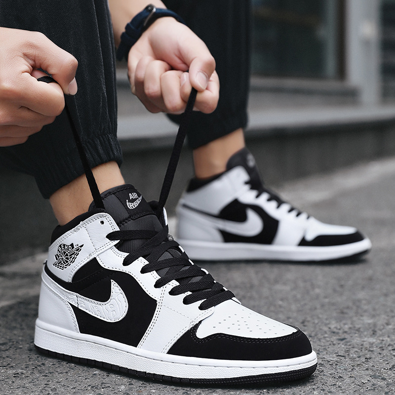 Zapatos de hombre aj, zapatos de mujer de hollín de caña media, nuevos zapatos de tablero gris de sombra blanca pura de Air Force One para hombre, marea