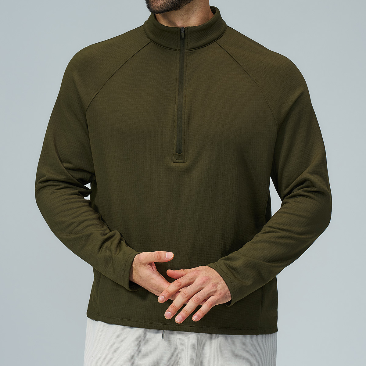 Cross-border European and American men's skin-friendly fleece half-zip stand-up collar long-sleeve sports hiking and mountaineering mid-layer jacket 9541