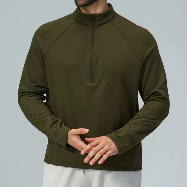 Cross-border European and American men's skin-friendly fleece half-zip stand-up collar long-sleeve sports hiking and mountaineering mid-layer jacket 9541