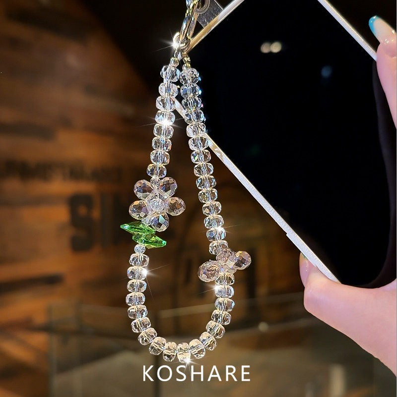Verano de flores de vidrio frescas cadenas de diamantes flash ligeras de lujo alta sensación bolsos de cristal colgantes colgantes de mano chicas