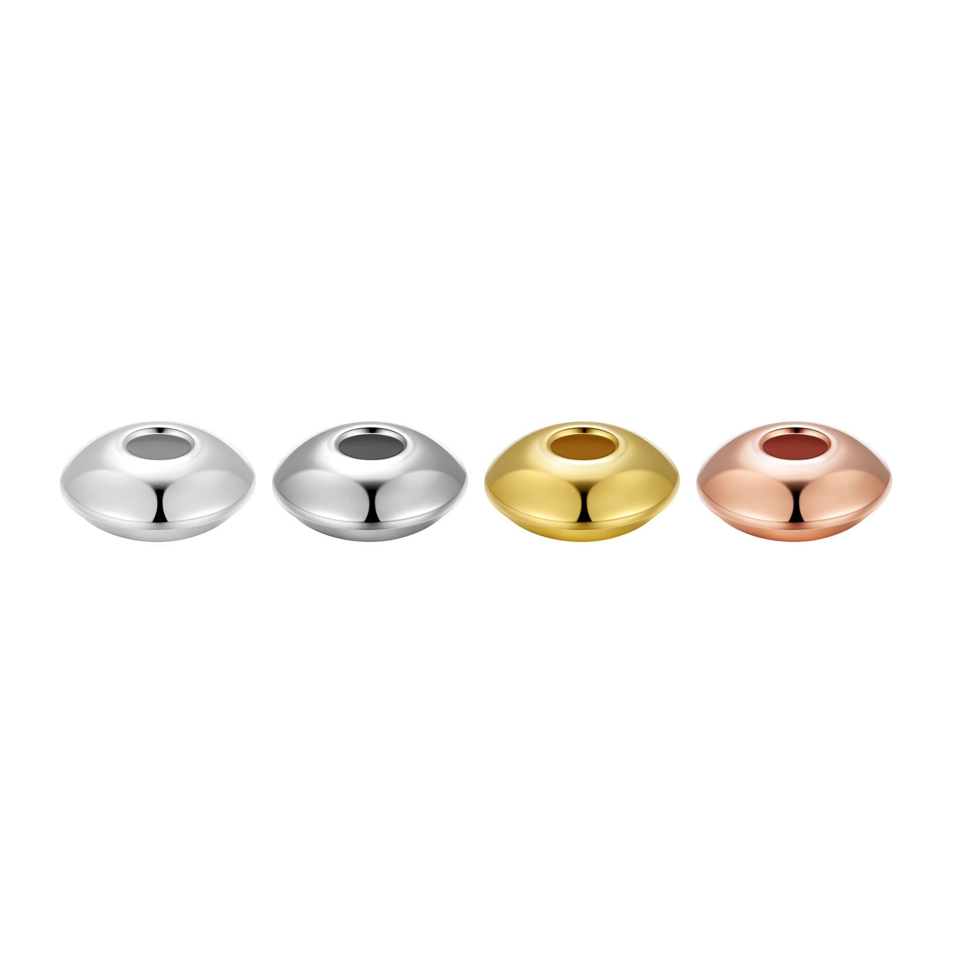 S925 sterling silver flying saucer Abacus plate silver beads flat wheel beads loose beads DIY hand string accessories positioning beads gold plated beads