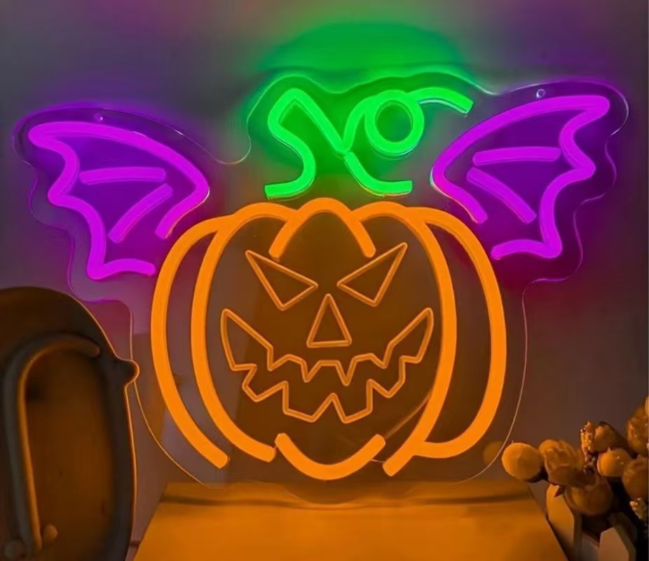 Luz de neón transfronteriza amazónica personalizada calabaza fantasma de Halloween luces decorativas happy Halloween atmósfera
