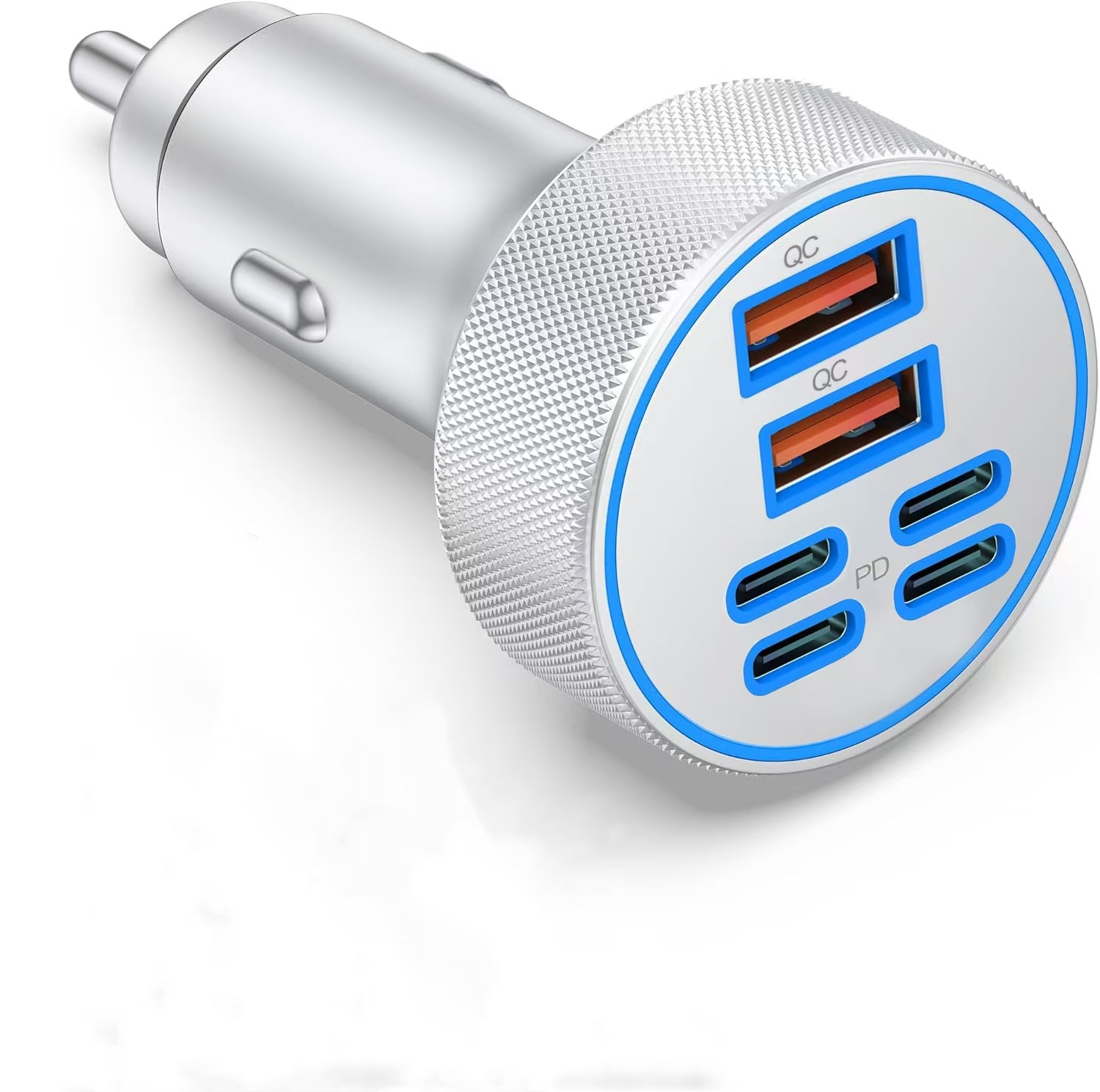Cross-border one-to-four aluminum alloy super fast charging dual PD30W dual QC cigarette lighter car mobile phone charger factory