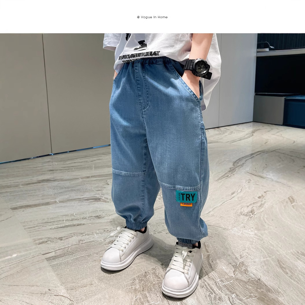 2025 nuevos niños de verano, niños de verano, jeans de moda, ropa de verano para niños, pantalones delgados a prueba de mosquitos image 3