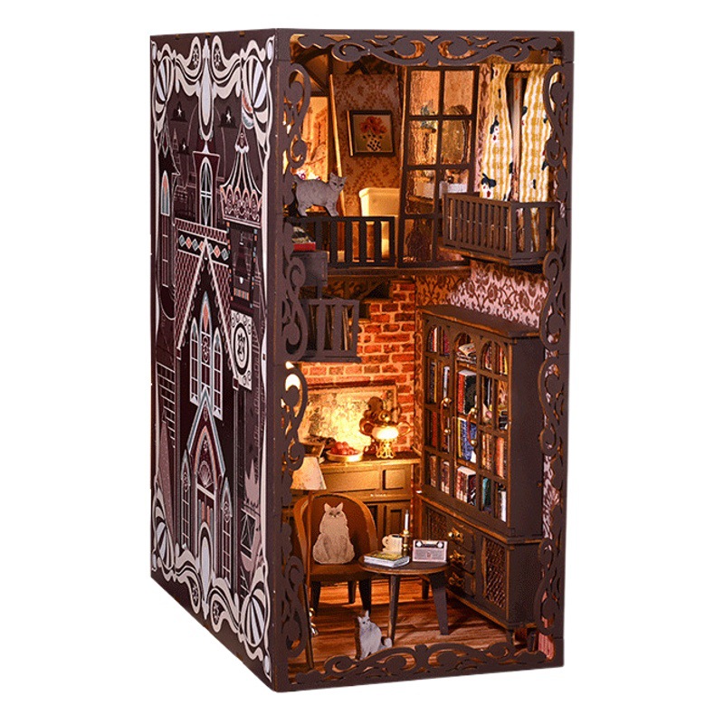 Hecho a mano DIY Cottage N ° 9 Castillo Secreto 2 Creativo tridimensional montado soporte de libro modelo decoración mini escena regalo de cumpleaños