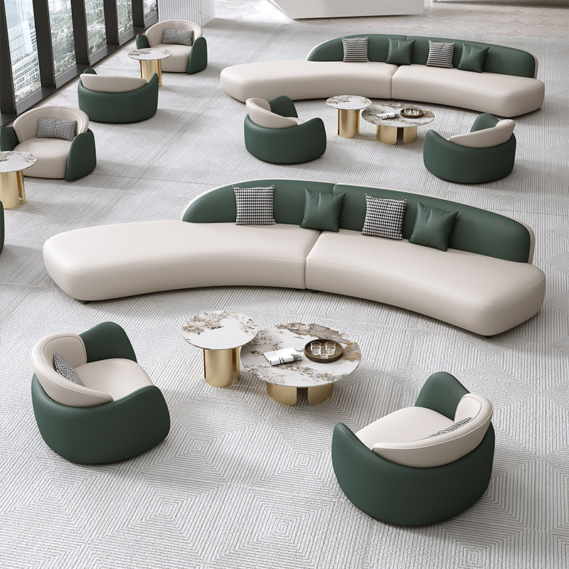 Oficina de ventas moderna y simple Sofá curvo de hotel Residencia Salón de belleza VIP sala de estar Sofá de negociación image 5