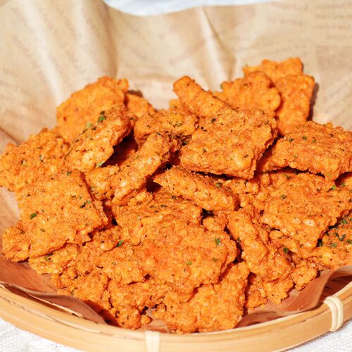 Double-Sided Crab Roe Sticky Rice Fried Crisps with Egg Yolk, Casual Snack, Street Food, Bulk Snack, Street Stall, Whole Box Wholesale