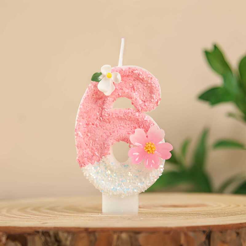 越境電子商取引アマゾン外国貿易クリエイティブデジタルキャンドル1歳ピンクかわいい花誕生日ケーキキャンドル|undefined