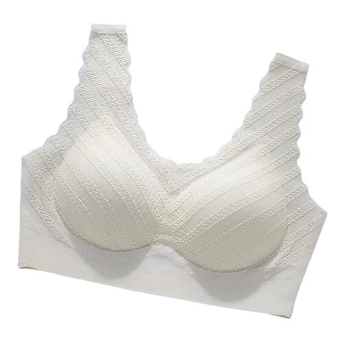 Women's seamless back push-up top, latex pad, removable breast pad, lace anti-exposure vest, no wire bra