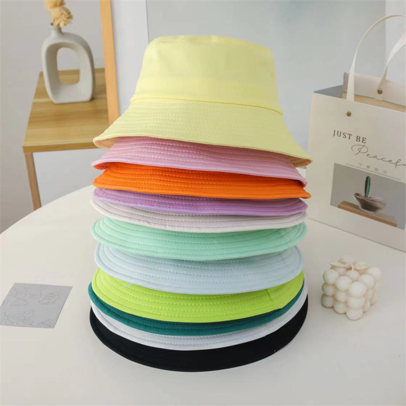 Unisex Einfacher Stil Koreanische Art Einfarbig Breite Traufen Bucket Hat display picture 1