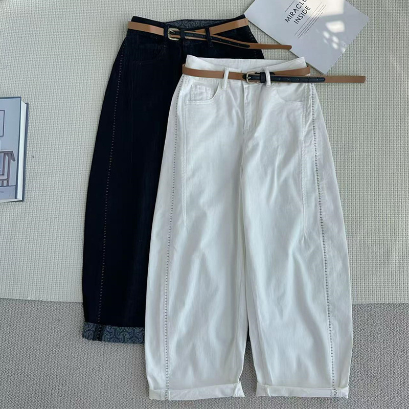 White Balloon Jeans for Women 2025 Summer New High-Waisted Loose Slimming Wide-Leg Cropped Dad Straight Pants White Balloon Jeans for Women 2025 Summer New High-Waisted Loose Slimming Wide-Leg Cropped Dad Straight Pants