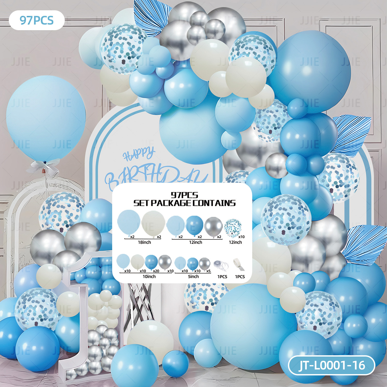 Diseño de globo de cumpleaños decoración paquete de fiesta paquete de alto nivel suministros de escena aniversario arco cadena de globo
