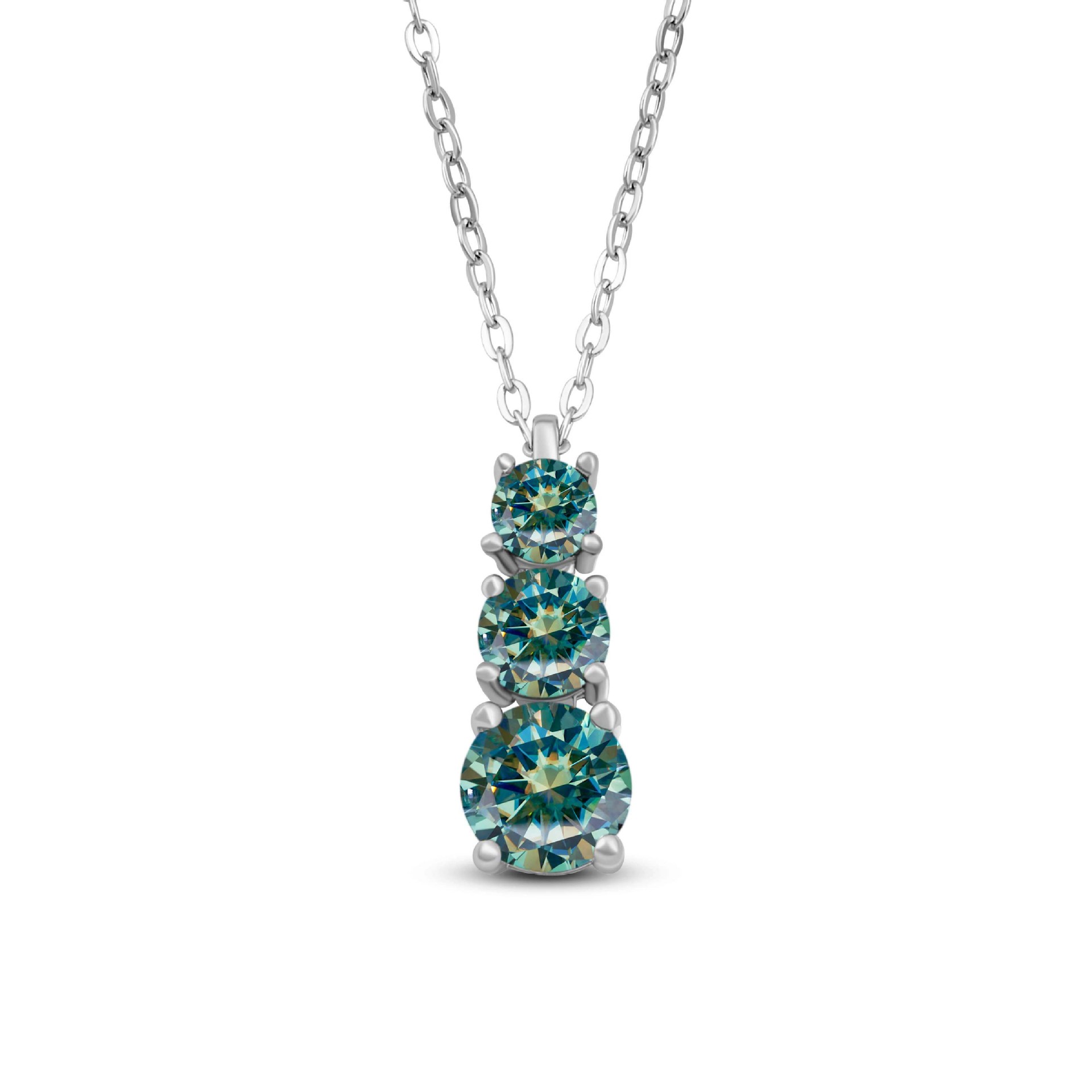 Colgante de plata esterlina s925 mujer triángulo ligero de lujo 1.8 quilates colgante de piedra de moissan collar de diamante de moissan D