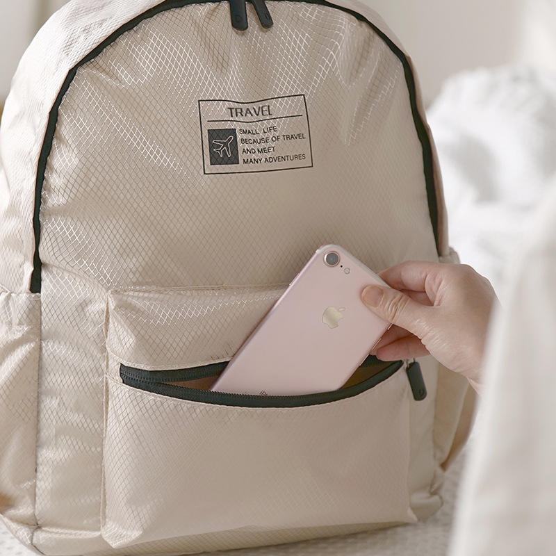 Mochila plegable simple mochila de viaje de gran capacidad bolsa de almacenamiento impermeable para mujer bolsa de almacenamiento de ropa de poliéster casual