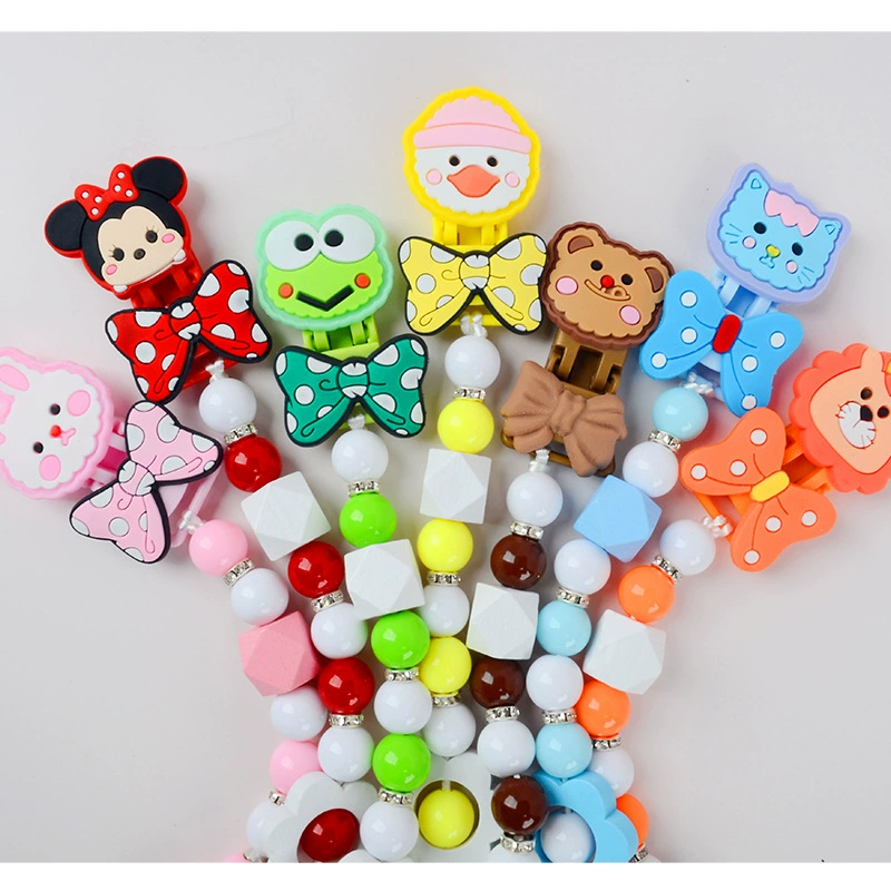 Порошок Кролик Лягушка Лев цветок анти-капля Цепи резинки цепи мультфильм соску клип