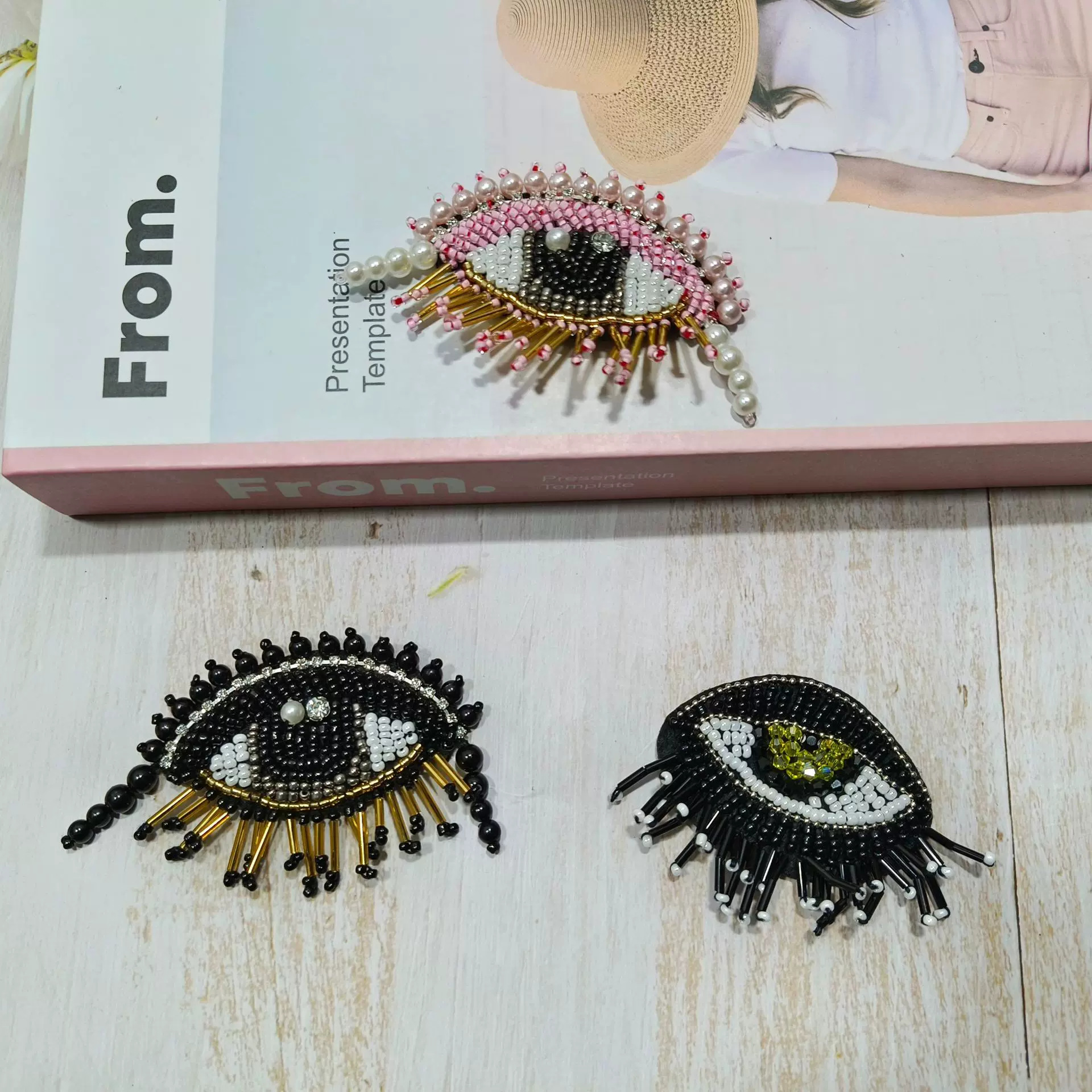 跨境批发复古风重工手工钉珠流苏眼睛布贴服装配饰辅料装饰补丁贴