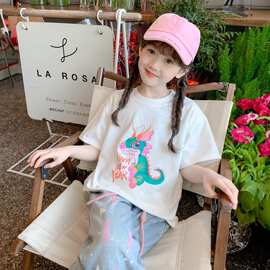 女童短袖T恤夏装2026新款童装中大童夏款上衣儿童夏季体恤薄