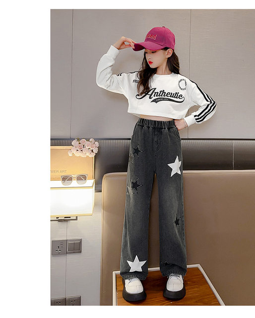 Jeans Baggy Fille – Coupe Large, Taille élastique, Style Hip-hop Y2K, Pour 10-14 Ans, Décontracté Et Confortable - 4