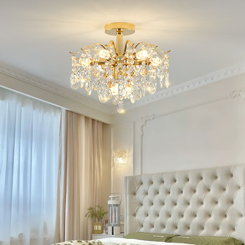 French Entry Luxury Crystal Ceiling Lamp Modern Simple Living Room Bedroom Pendant Dining Room Lamp