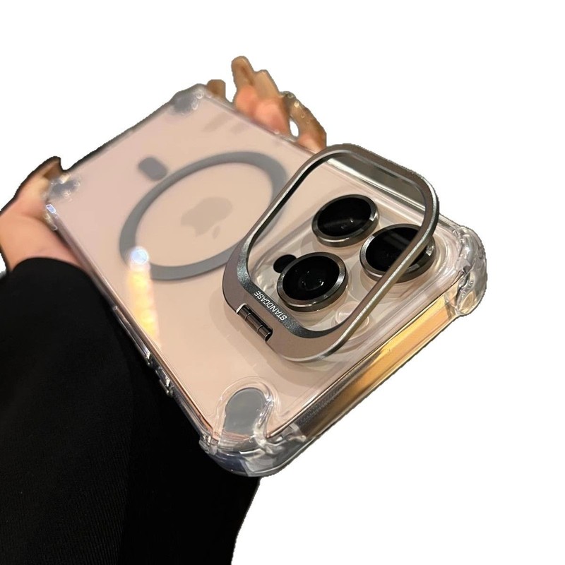 iPhone16PROMAXアクリルレンズホルダー携帯電話ケースApple 15透明エアバッグ落下防止磁気吸引に適しています|undefined