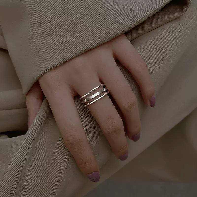 Sunrise Three-Layer For Women, Ins-style Niche Design, Simple And Minimalist, Multi-Layer Plain Band, Index Finger Open_voghion.com