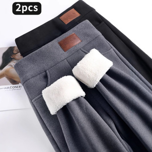 Cross-Border Popular Lamb Velvet Leggings for Women in Autumn and Winter New Style Velvet Thickened Cotton Pants Woolen Pants Slimming Look High Waist Small Feet