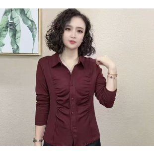 2025 秋季新款长袖衬衫纽扣气质洋气显瘦减龄外穿打底上衣休闲|undefined