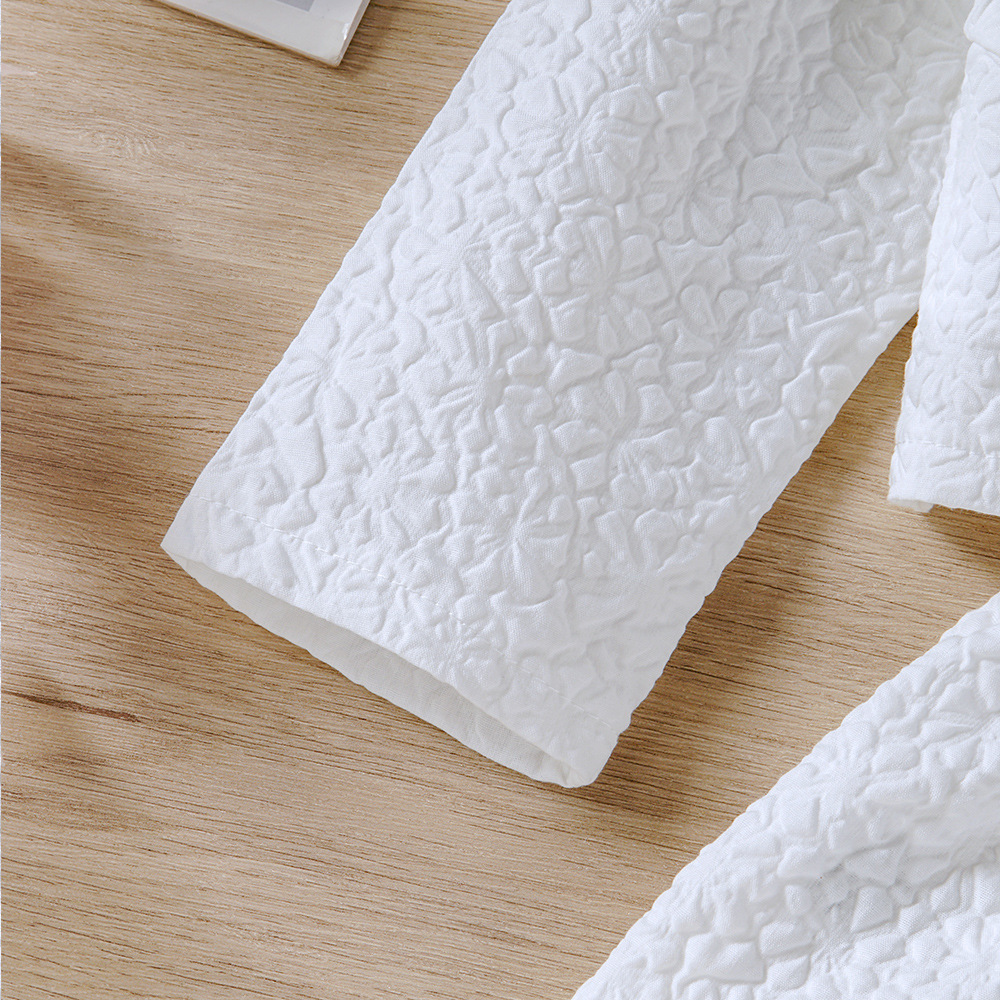 18M-6Y White Solid Color Pearl Style Button Tops And Skirt Two Pieces Set Baby Wholesale Clothing