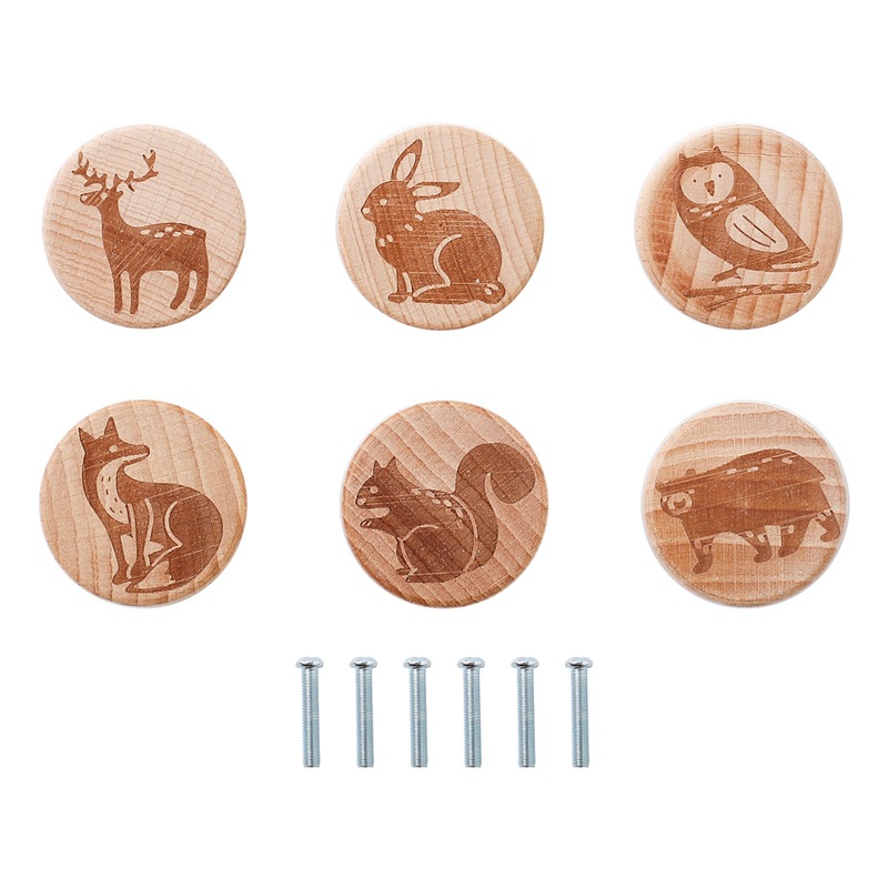 Amazon Cross-border retro animal impresión cajón manija madera mejoras para el hogar accesorios escritorio cajón juego de perillas