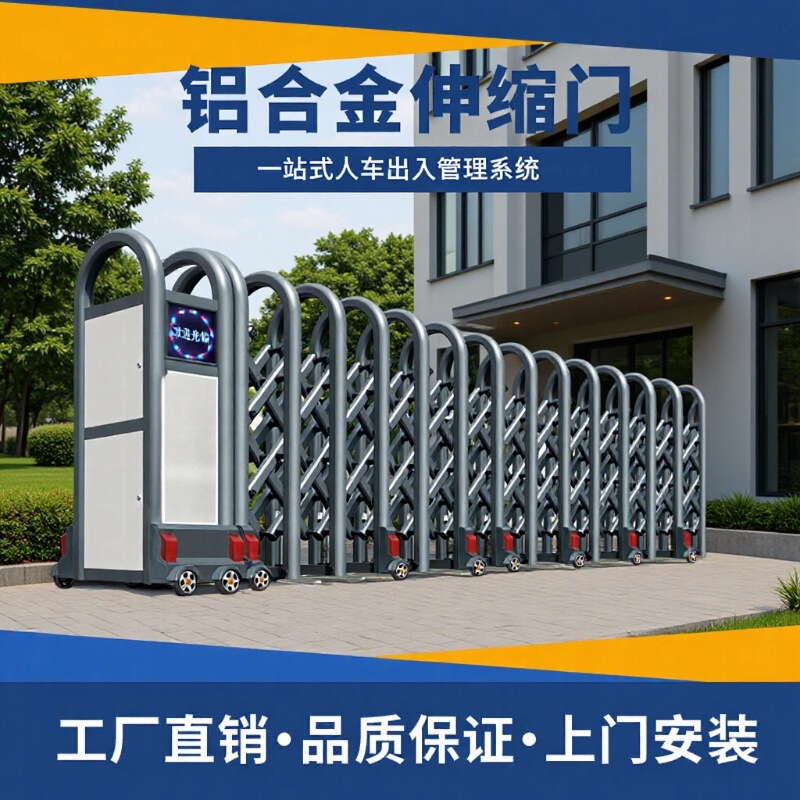 Electric Retractable Gate Manufacturers Wholesale Aluminum Alloy Retractable Gates for Residential Areas, Government Institutions, and Schools; Electric Sliding Gates Electric Retractable Gate Manufacturers Wholesale Aluminum Alloy Retractable Gates for Residential Areas, Government Institutions, and Schools; Electric Sliding Gates