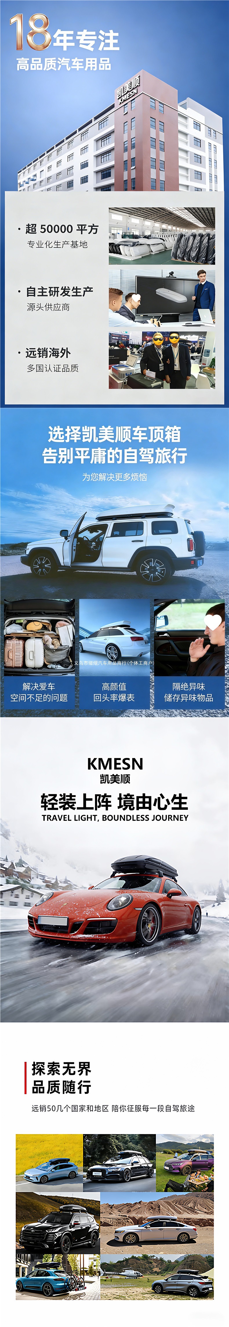 Roof luggage box for SUVs, universal car roof box, luggage rack, large-capacity recessed travel box, low-profile design