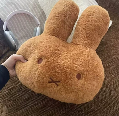 Miffy Rabbit Doll Rabbit Head Pillow Bear Head Cushion Dormitory Bedside Cushion Office Chair Cushion Nap Pillow Wholesale (Oyuncaq yastıqlar) - miffy-rabbit-head-pillow-brown-35cm