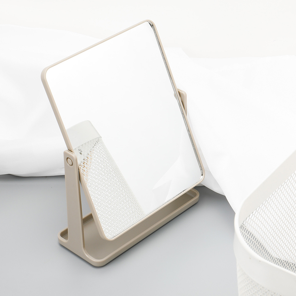 Espejo de maquillaje de escritorio espejo de vestidor dormitorio en casa Nordic giratorio simple cuadrado espejo de una cara