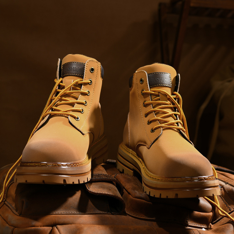 Martin botas de ruibarbo botas para hombres 2025 nuevo cuero con suela gruesa botas de trabajo casuales de altura resistente al desgaste impermeable botas de trabajo image 4