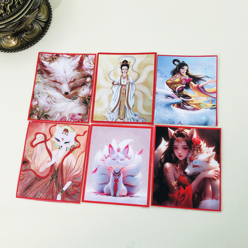 东北九尾狐唐卡画芯4*5厘米油画布不掉色直播间爆款