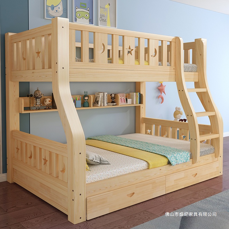 Solid Wood Bunk Bed, Double Decker Bed, Adult Loft Bed, Double Bed, Wooden Bed, Children's Bed, Double Bed with Extra Thickness