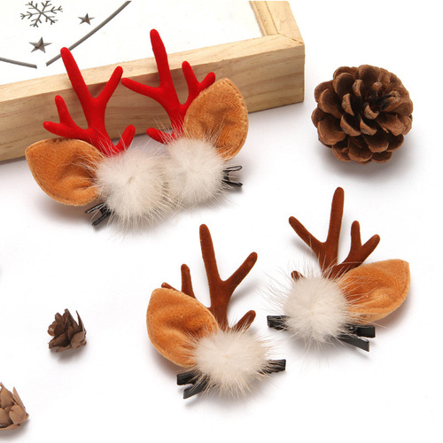 Christmas Hair Clip New Deer Antler Headdress Hair Accessory  Christmas Festival Internet Celebrity Cute Elk Antler Ornament Clip