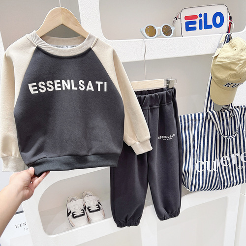 Boys' Spring Sweatshirt Set 2024 New Children's Spring and Autumn New Sportswear Middle and Older Children's Two-piece Set Children's Clothing Batch