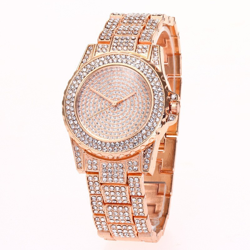 High-End Internet Celebrity Rhinestone Steel Band Watch for Women European and American Calendar Roman Baby's Breath Quartz Watch Light Luxury Women's Watch
