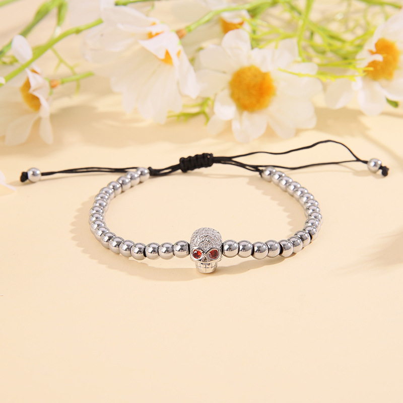 Fashion Skull Haematite Plating Bracelets 1 Piece