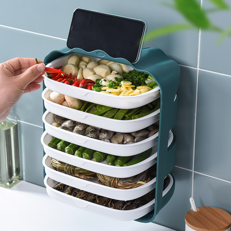 Multi-layer Storage Shelf Vegetable Storage Rack Household Multi-functional Kitchen Countertop Accompanying Vegetable Plate Food Placement Hot Pot Magic Tool