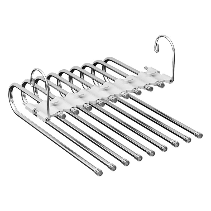Pantalones plegables rack multi-funcional multi-capa pantalones percha hogar magia pantalones sin costuras clip armario de almacenamiento de acero inoxidable percha