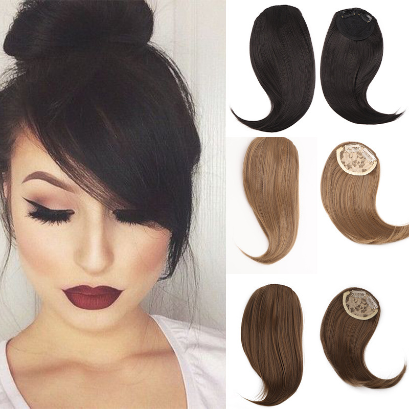 Foreign Trade European and American Style Synthetic Hair Bangs Matte High-Temperature Fiber Two-Part Side Bangs Hairpiece Manufacturer Wholesale in Stock